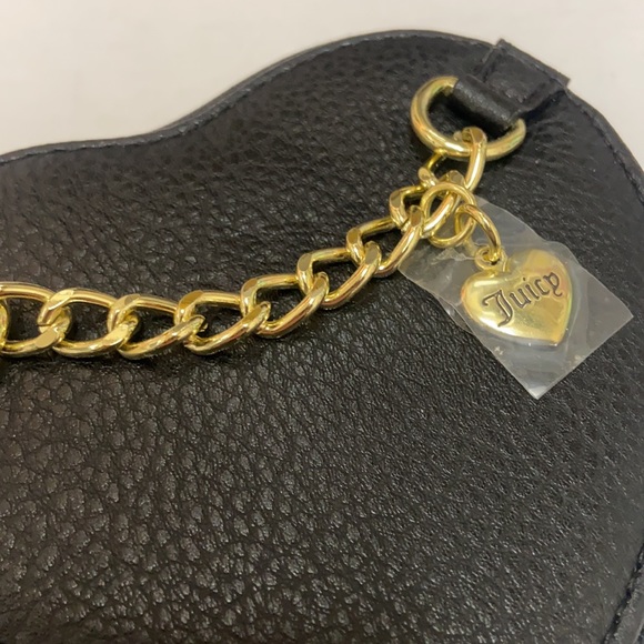 Juicy Couture Black Luxe Links Heart Wristlet Wallet NEW - Picture 2 of 5